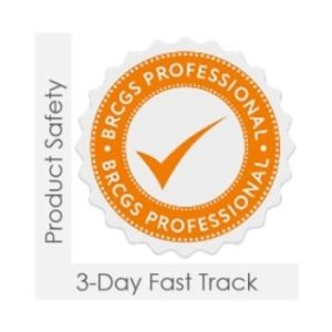BRCGS Professional Product Safety 3 Day Fast Track badge in orange and grey