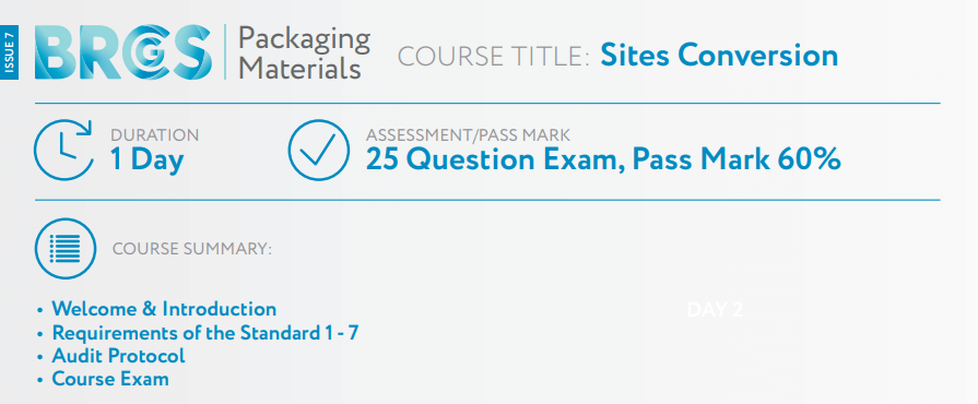 BRCGS Packaging Issue 6 to 7 Conversion for Sites