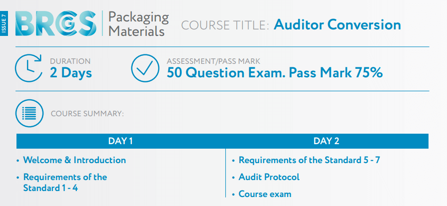 BRCGS Packaging Issue 6 to 7 Conversion for Auditors