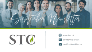 September Newsletter banner with office team and STC logo plus website and email contact details